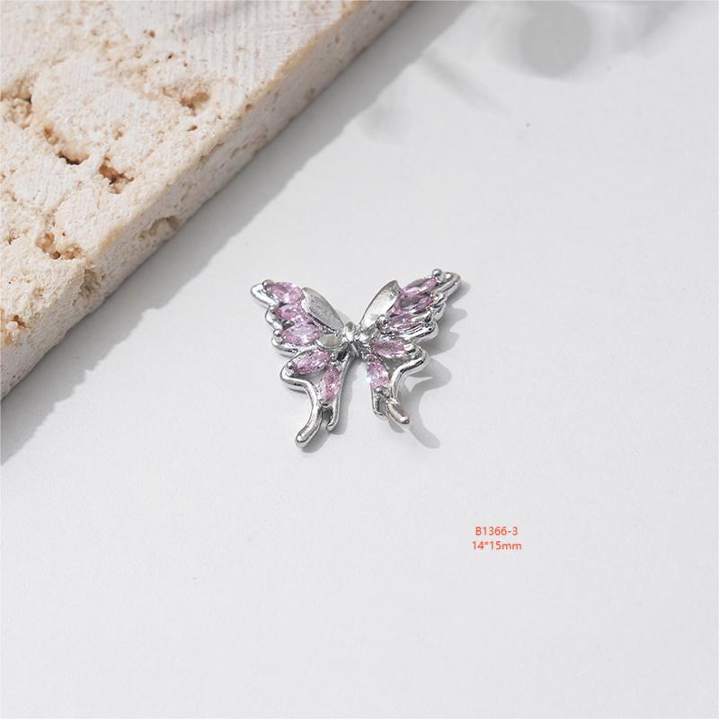 LZ16 Luxury Metal Butterfly Zircon Nail Jewelry