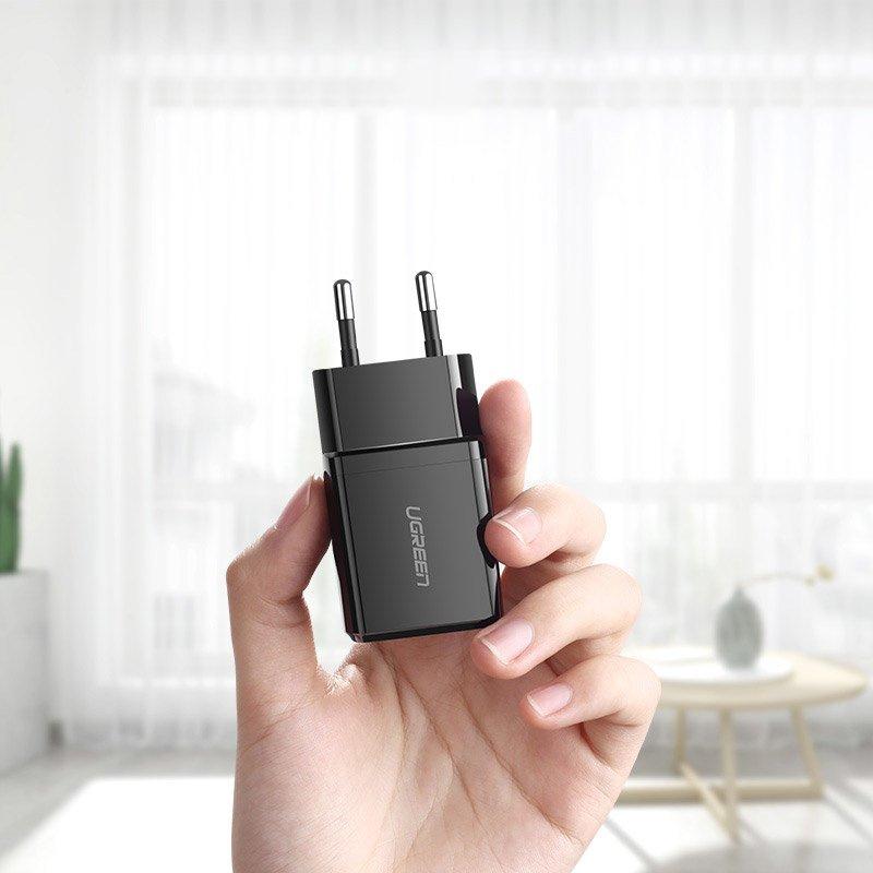 Ugreen 2.1A USB Wall Charger - High-Speed Power Adapter in Black (Model 50459)