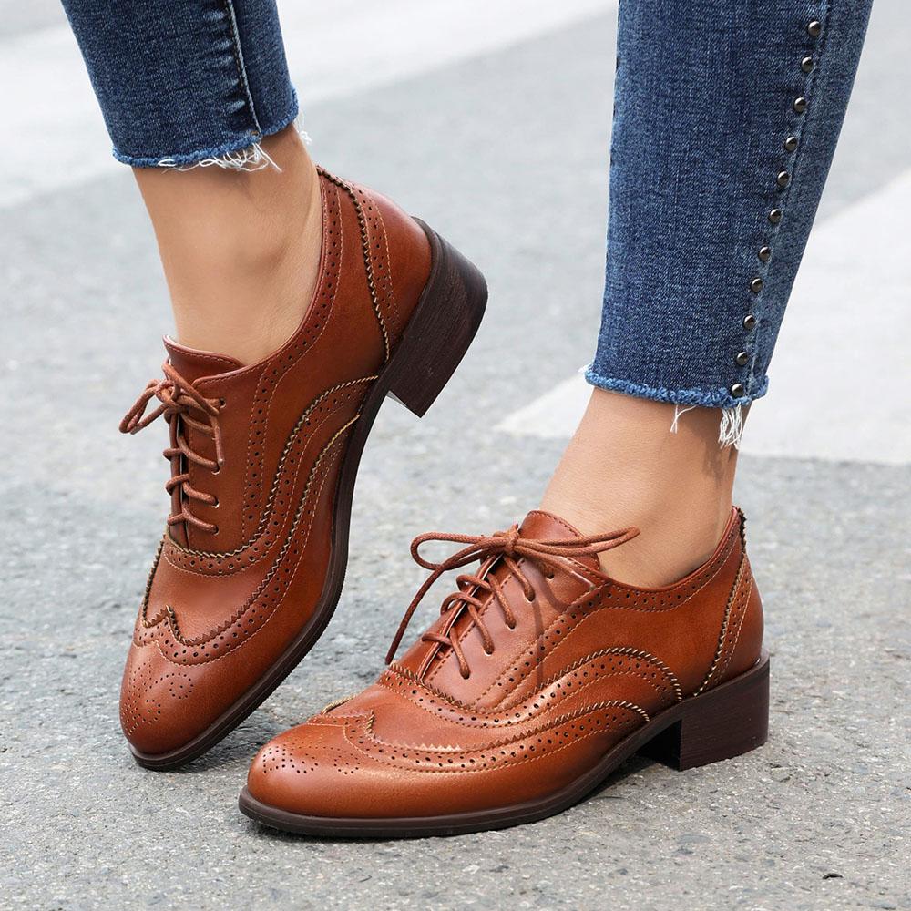 

Прямая поставка, женские британские лоскутные ретро-туфли-броги, весенние винтажные туфли-лодочки Мэри Джейн на шнуровке на низком квадратном каблуке, большой размер 48 39