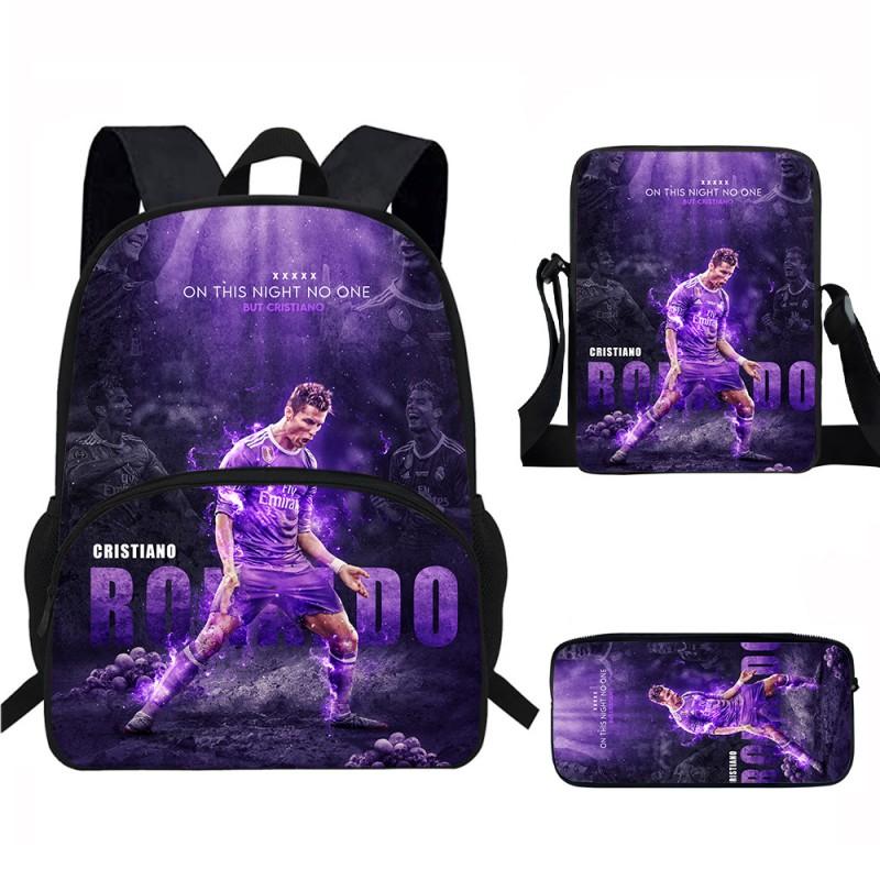 Set Zaino Scolastico CR7 per Bambini Tessuto Oxford Borsa a Doppio Scomparto con Tasca Frontale Astuccio Tracolla Ergonomico Dorsale