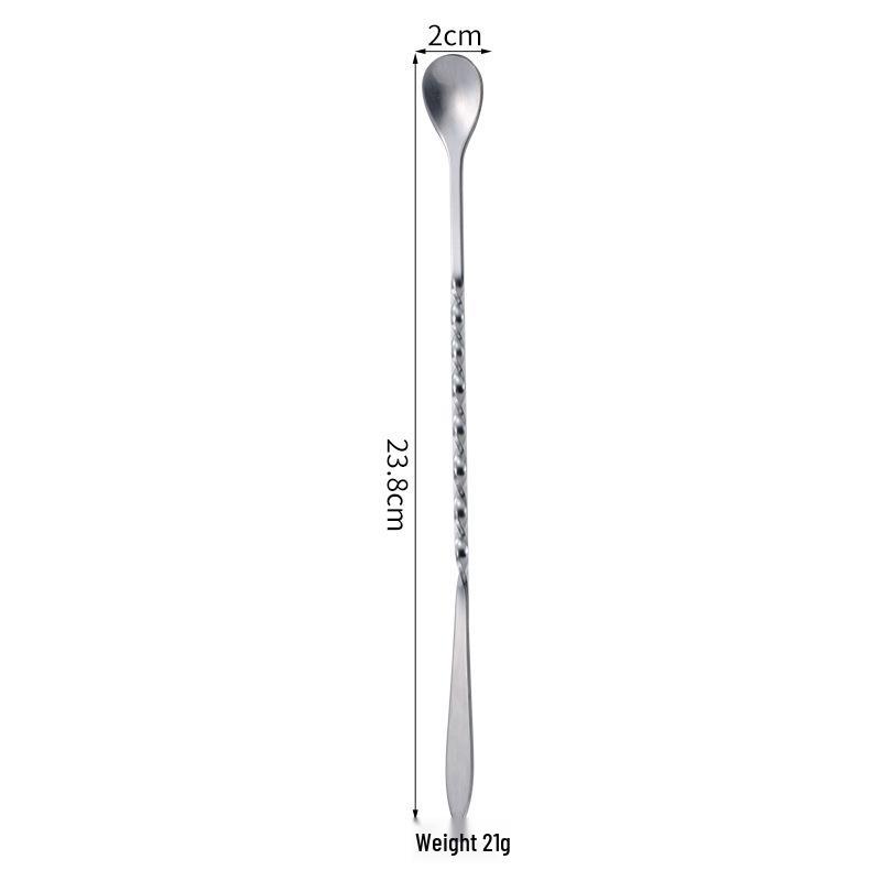 304 Stainless Steel Long-Handle Double-Ended Cocktail Stirring Spoon & Fork