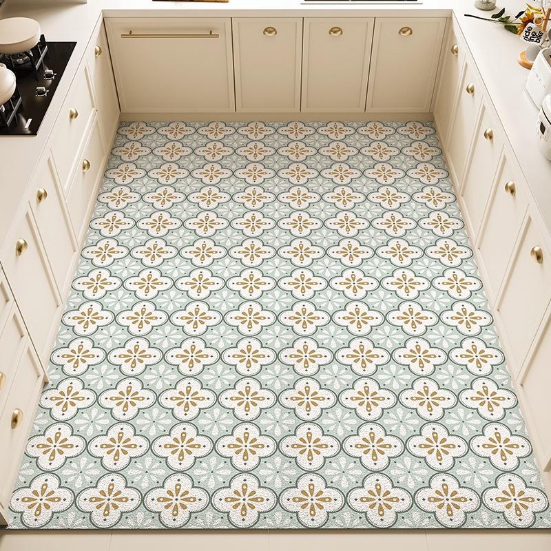 Fresh Kitchen Mat - Waterproof, Oil-Resistant, Non-Slip PVC Leather Area Rug, Easy-Clean and Cuttable Floor Mat for Home Use