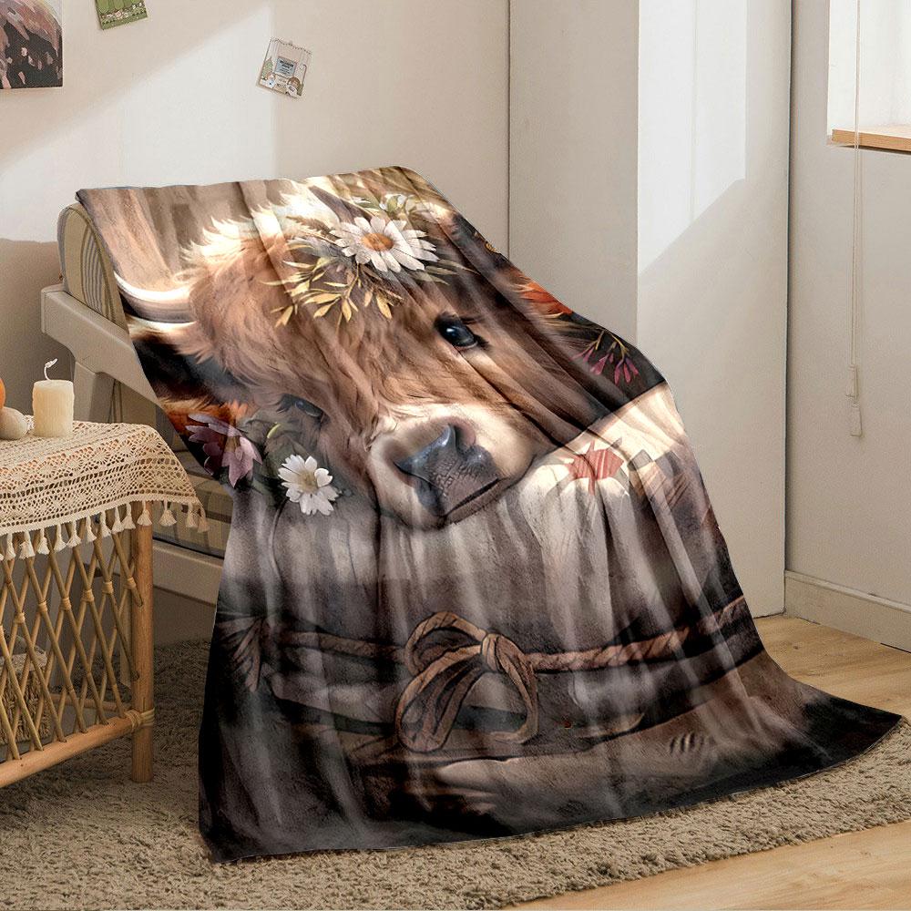 Cute Floral Baby Cow Blanket for All Seasons Blanket Lunch Break Throw Gift