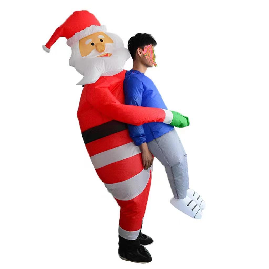 Christmas Riding Reindeer & Gingerbread Man Dinosaur Inflatable Costumes