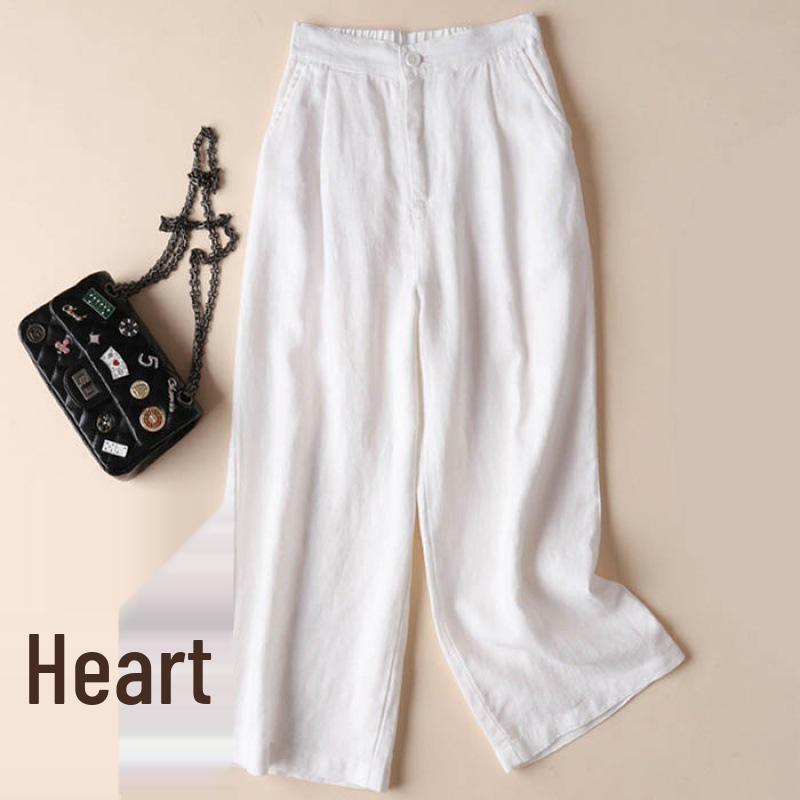 

Женские летние льняные широкие брюки-кюлоты из тонкой драпирующейся ткани, больших размеров, свободные, повседневные 2XL (60-65 kg) белый