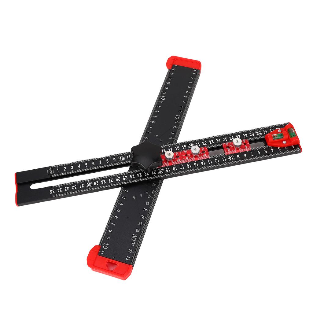 4 in 1 Drilling Position Ruler 35cm Adjustable Metric T Square Multi Angle Measuring Cabinet Hardware Jig Drawer Door