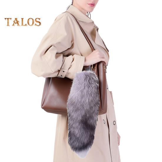 Fuskrävsvans Nyckelring Hänge Handgjord Fuskpäls Svans Cosplay Renässans Furry Svans Handväsketillbehör