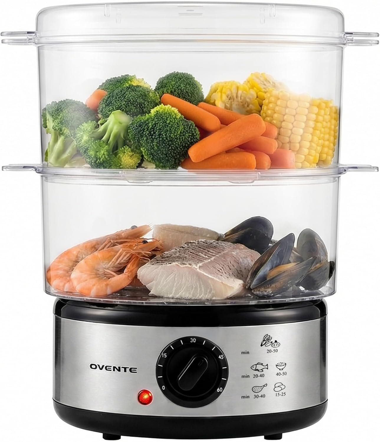 

Electric Food Steamer, 5 Quart Stainless Steel Steam Cooker with Power, 60-Minute Timer & Auto Shut United States