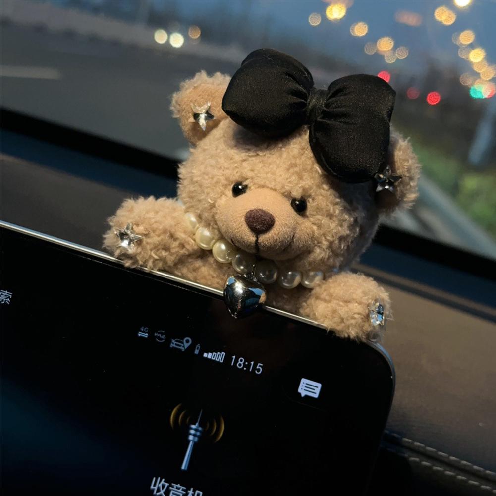 Car Interior Decoration Bear Screen Ornaments Cartoon Cute Bear Pendant For Car Central Control Display Decorative Accessories