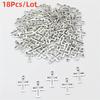 18/48Pcs/Lot Antique Bronze Silvery Cross Charms Hollow Pendants for DIY Jewelry Making