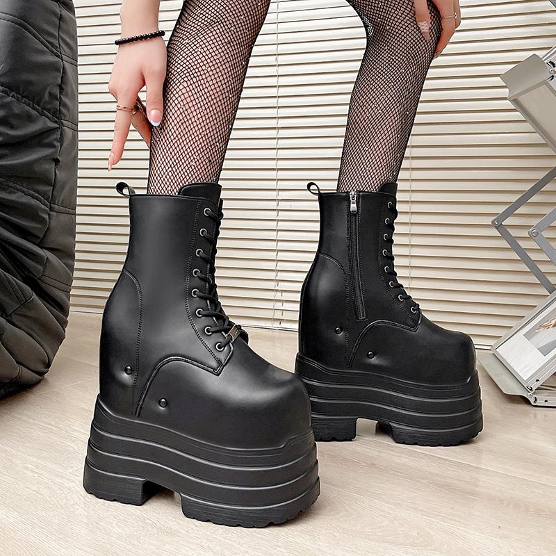 Fashion 20 CM Women Platform Boots Casual Outdoor Shoes Chunky Simple Design Ankle Boots Cool Nightclub Party Cosplay Shoes