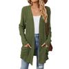Autumn and Winter New Pit Stripes Long-sleeved Pockets Casual Solid Color Cardigan Jacket Long Cardigan Women Tops Kawaii Sweater