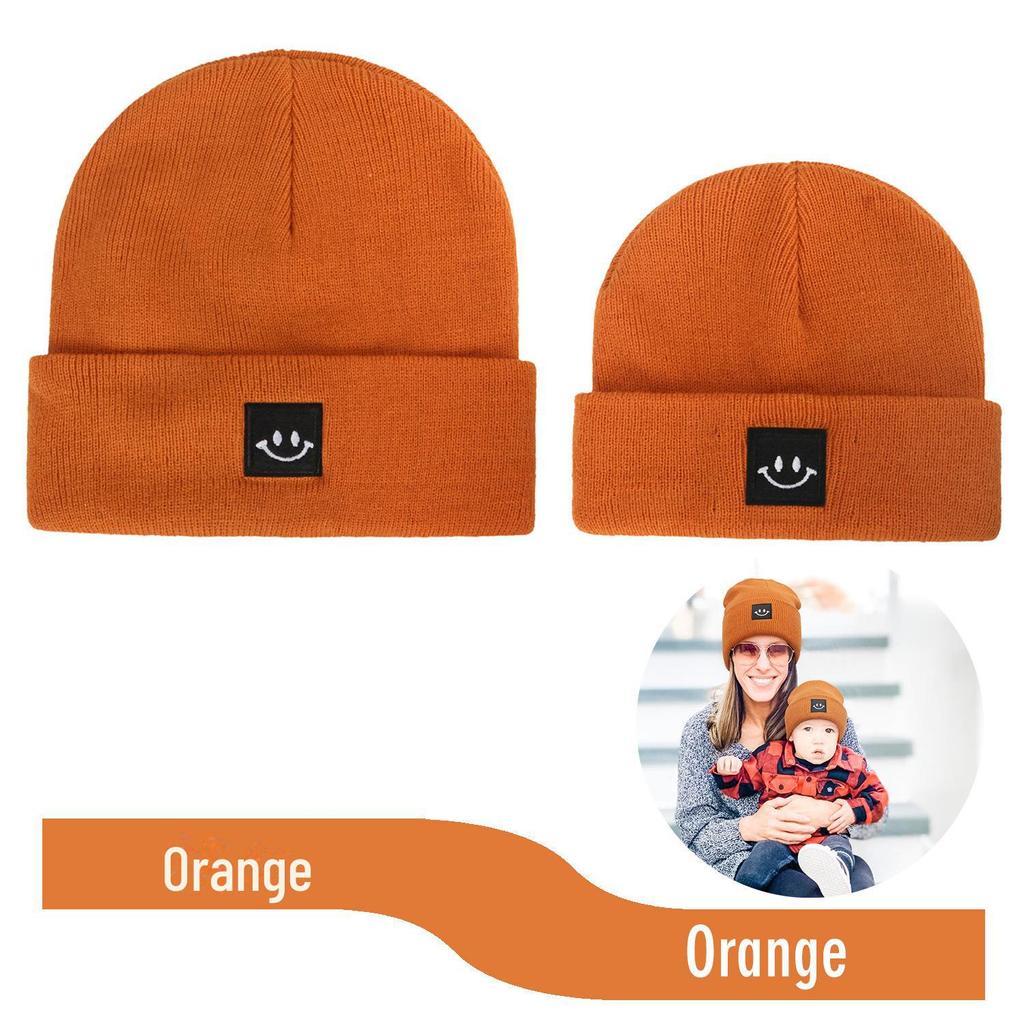 Smiley Logo Women's and Children's Knitted Wool Hat - Warm, Outdoor, Winter Leisure Beanie.