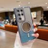 Applicable to Samsung S24Ultra mobile phone case electroplated rhinestone glitter magnetic makeup mirror S23 + side drill anti-drop cover