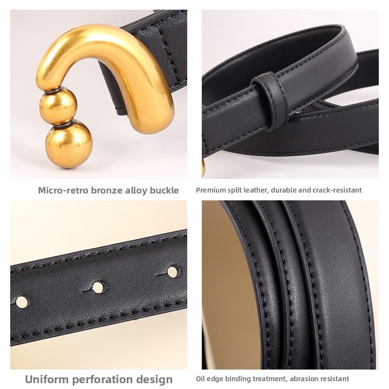 Traditioneller Damen-Leder-Taillengürtel mit silberner oder goldener Schnalle für Büro und Kleid