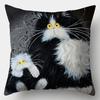 Cute Cat Pillowcase  Square Sofa Pillow Cover Watercolor Loving  Cushion cover