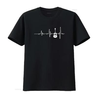 Guitar Chord T Shirt Heartbeat Vintage Washed Soft Casual Streetwear Fashion Unisex Breathable Slightly Stylish Homme