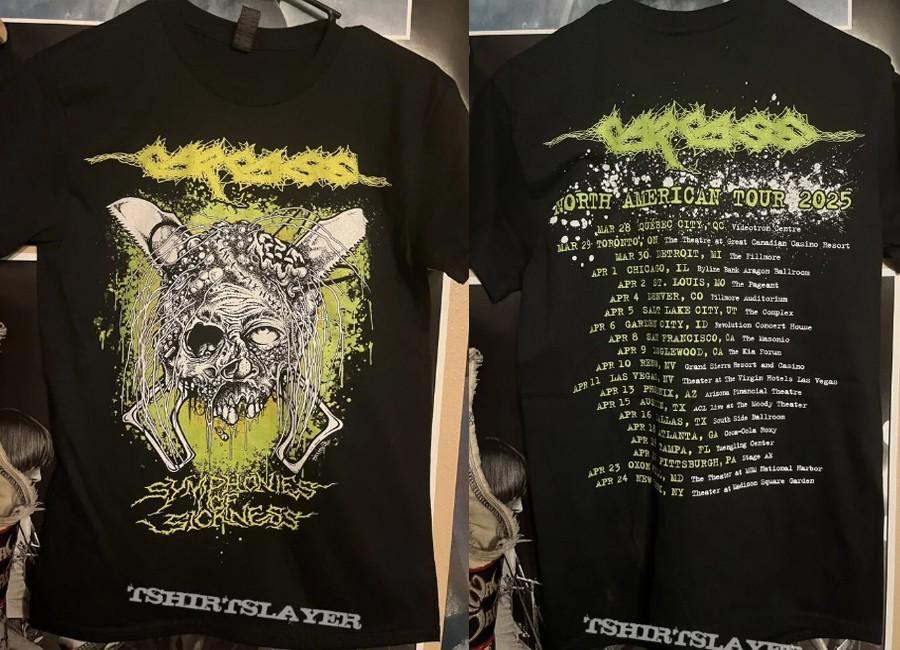 Nueva camiseta de manga corta color negro Carcass tour 2025 2 lados VK01293