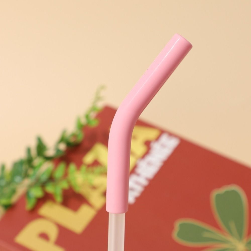 12pcs Curved Metal Straws Tips Cover Silicone Straw Cover Cup  Accessories Straw Topper  Drinking