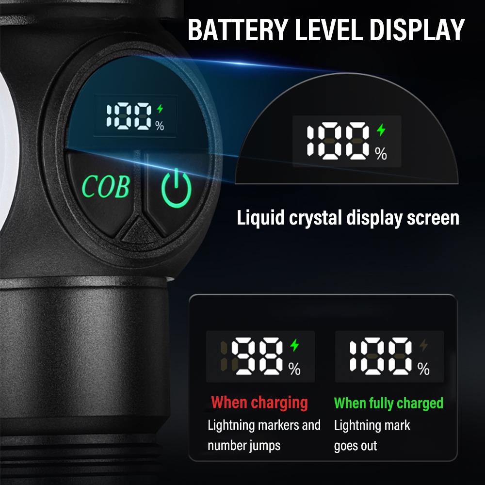 8000LM D5 Portable Zoom Flashlight Rechargeable Battery With High Bright Cob Side Light And Red And Blue Warning Work Light Repair Lamp