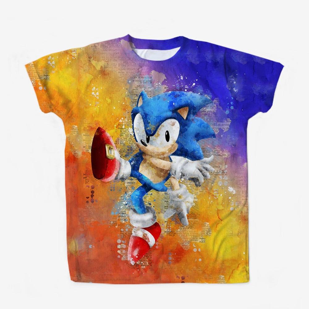 Summer Fun Children's 3D Printed Cartoon Character Short Sleeve Casual Comfortable Round Neck Children