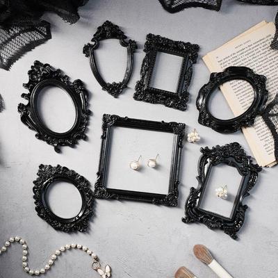 1 Peça Moldura de Foto de Resina Estilo Europeu com Borda Preta, Decoração de Parede DIY, Adequada Para Adereços de Fotografia