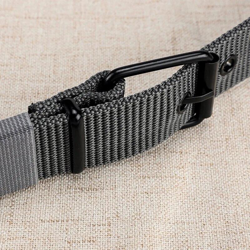 Cintura in Tela Perforata, Cintura con Fibbia ad Ardiglione da Uomo, Studente Giovane Versione Coreana, Cintura Versatile per Jeans, Addestramento Militare, Estesa