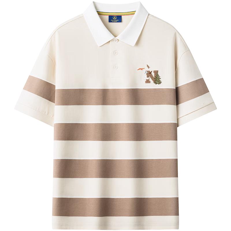 NVG YOUNG Men s Striped Pure Cotton Polo Shirt M