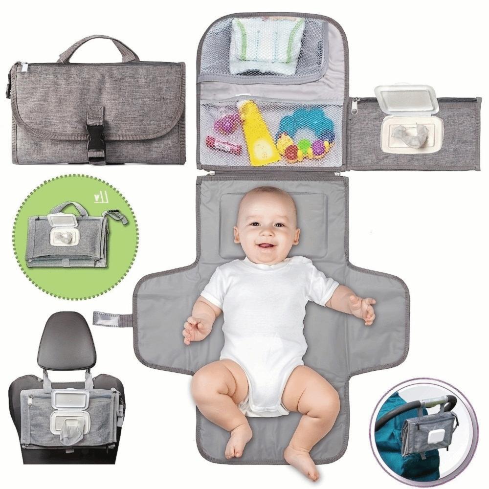 3 In 1 Baby Changing Pad Solid Color Stroller Bag Portable Foldable Diaper Bag Cover Mat