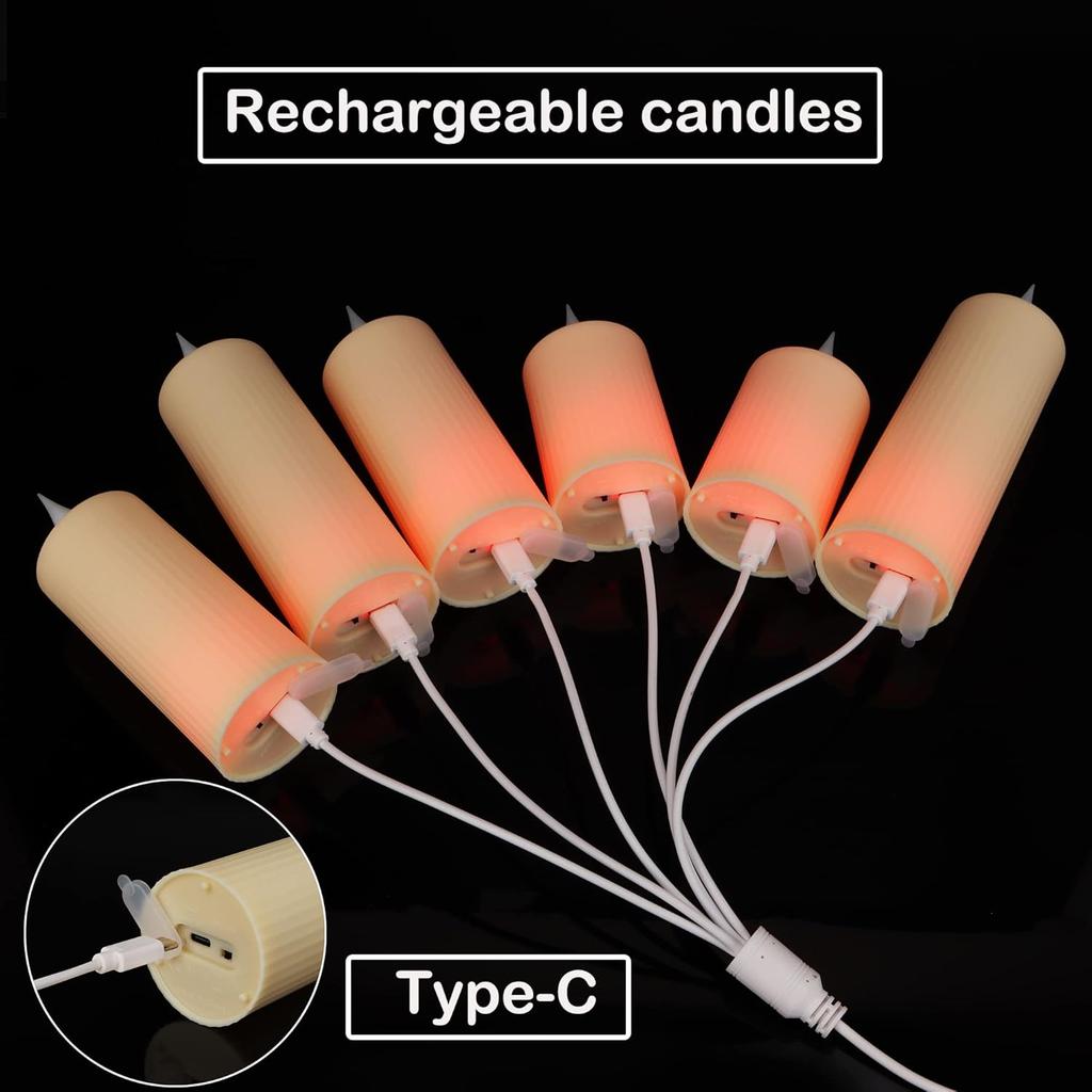 Rechargeable Flameless Candles with Remote Timer, in/Outdoor Waterproof LED Flickering Pillar Candles Set of 6 (D2 x H4/5.5/6.5"), Battery Operated