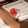 Trendy Enamel Craftsmanship Hand-inlaid Ruby Opening Adjustable Ring Temperament