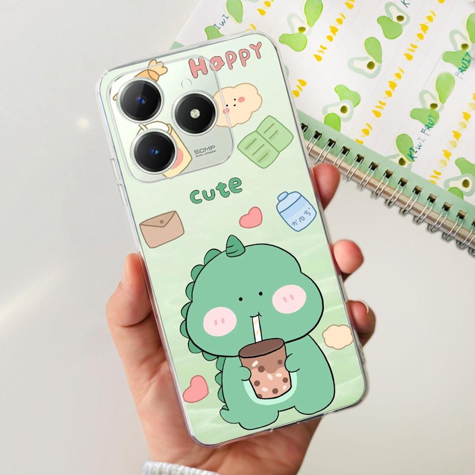 For Realme C63 4G 2024 Case RMX3939 Cover Cute Love Heart Soft Clear Silicone Protective Cases For Realme C61 4G C 61 C 63 Funda