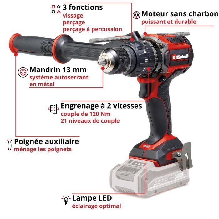 Einhell professional perceuse visseuse à percussion sans fil tp-cd 18/120 li-i bl solo pxc (18v) livré sans batterie ni chargeur