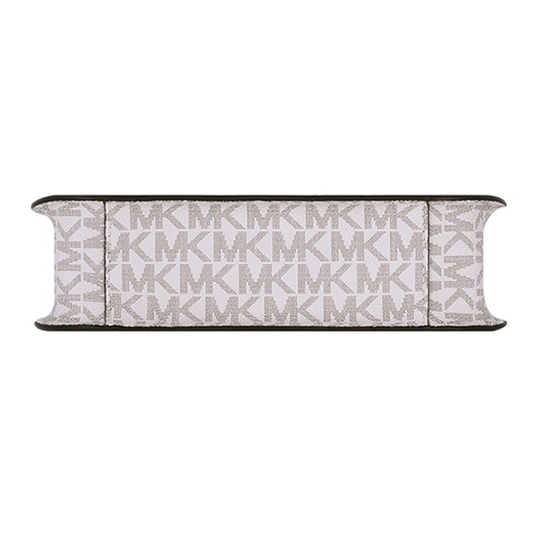 Michael Kors MK Briley Monogram Zip Pocket Leather Messenger Bag Women bags Vanilla-White 35S1G7BM1B-VANILLA