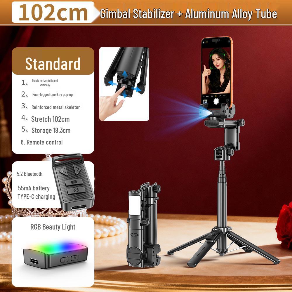 

New Q37AI Single-Axis Stabilizer: RGB Light Selfie Stick with 1m Extendable Pole for Live Streaming