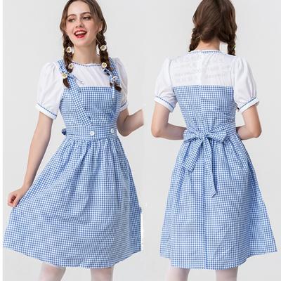 Halloween Eltern-Kind-Abenteuer von Oz Blau kariertes Kleid mit Kopfschmuck, täglicher süßer Stil Rock