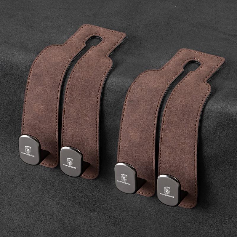 Universal Car Seat Backrest Double Hook Storage Holder Hooks For Porsche Cayenne Panamera Macan Boxster Cayman 718 911 Sticker GO3