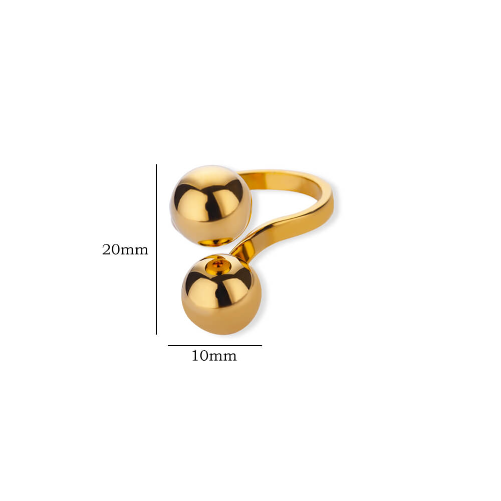 Irregular Beads Stainless Steel Rings For Women Men Open Adjustable Gold Color Chunky Ball Ring Minimalist Waterproof Jewelry