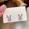 Cute Rabbit Stud Earrings with Round Imitation Pearl Gold Color/Silver Color Exquisite Ear Accessories for Women Jewelry