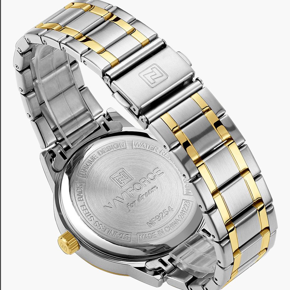 Naviforce Original Simple Quartz Watch for Men Calendar Stainless Steel Strap Waterproof 3ATM Luminous Pointer Business Casual Men Watch NF9254