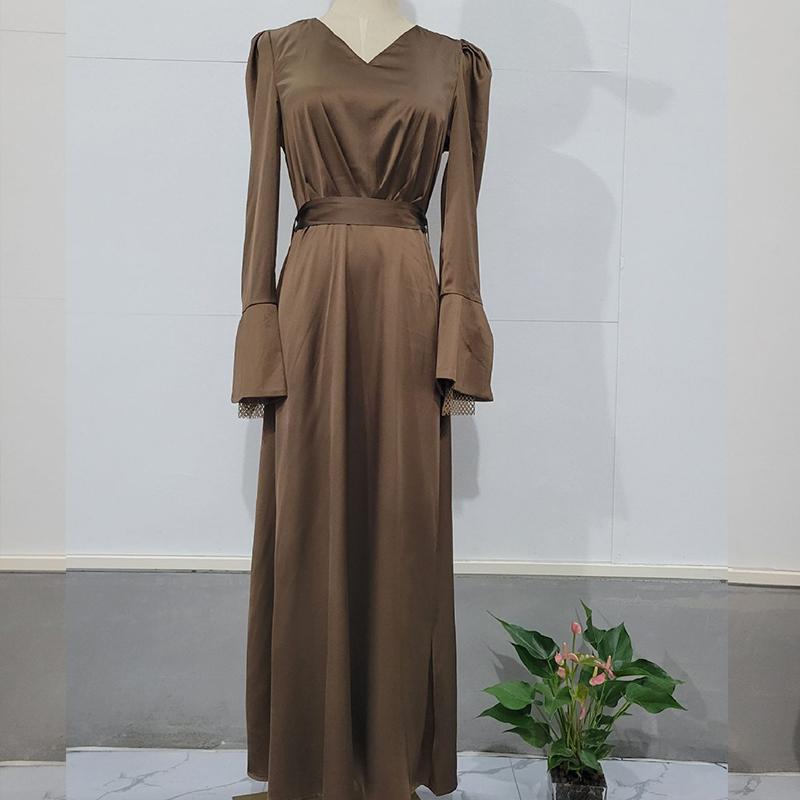 

Весенне-осеннее женское платье, темпераментное ретро платье с v-образным вырезом, уменьшающее возраст, с объемными рукавами, с длинными завязками на талии и длинными рукавами XXL