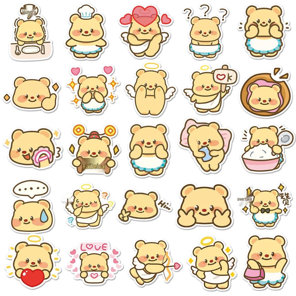 50 Cute Kawaii Butter Bear Stickers for Journals, Stationery, Water Bottles, and More