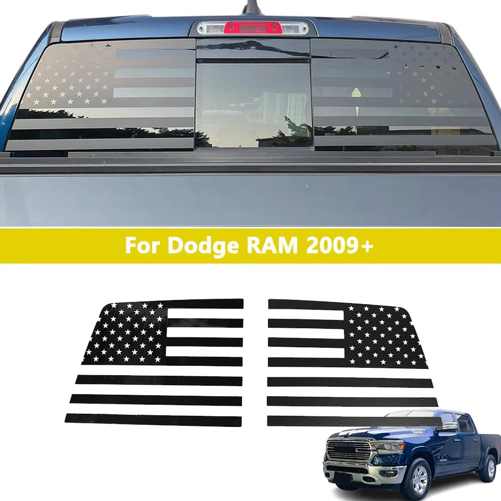 Car Rear Window Stickers for Dodge RAM 2009-2024 Window Decal Waterproof Cover Trim PVC U.S. Flag Exterior Accessories