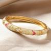 Stile Etnico Lusso Colore Oro Smalto Multicolor Fiore Zircone Bracciale rigido per Donna Fascino Sposa Bracciale a manetta Gioielli Bohemienne Regalo