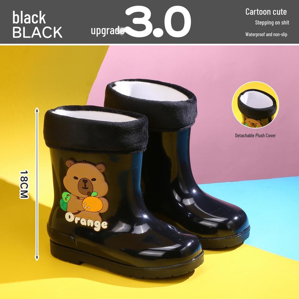 Wasserdichte gefütterte Gummistiefel für Kinder: Rutschfeste, kältebeständige Gummistiefel mit Kordelzug für Kleinkinder und ältere Kinder
