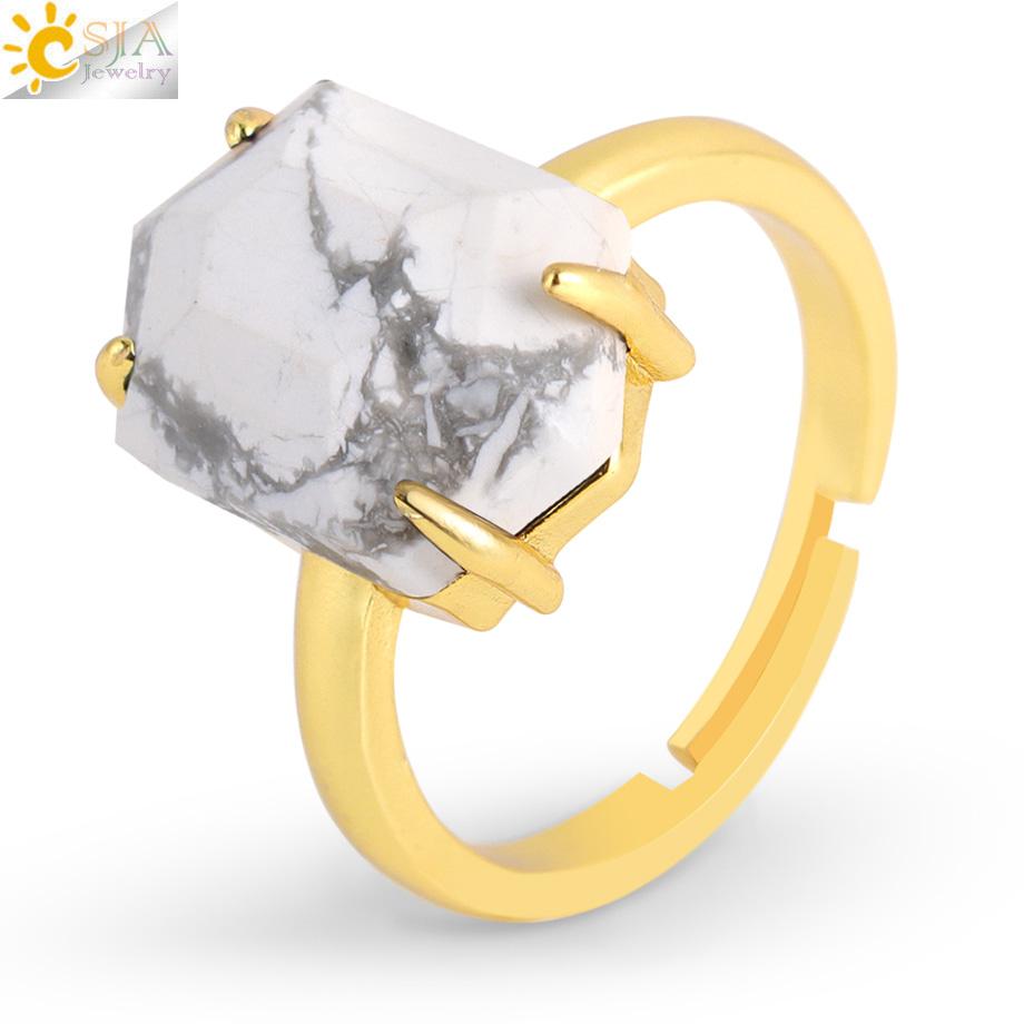 Natural Stone Ring for Men Faceted Crystal Healing Tiger Eye Amethysts Luxury Gold Color Ring Jewelry Accessorise H544