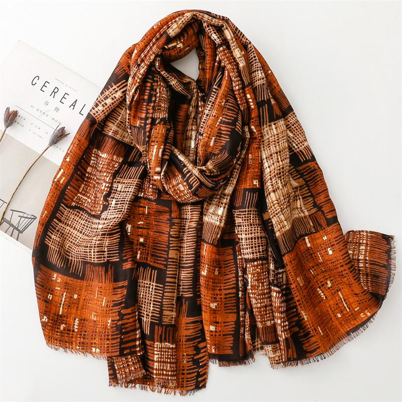 Women Vintage Ombre Color Blocked Plaid Fringe Viscose Shawl Scarf Lady High Quality Wrap Pashmina Stole Bufandas Muslim Hijab