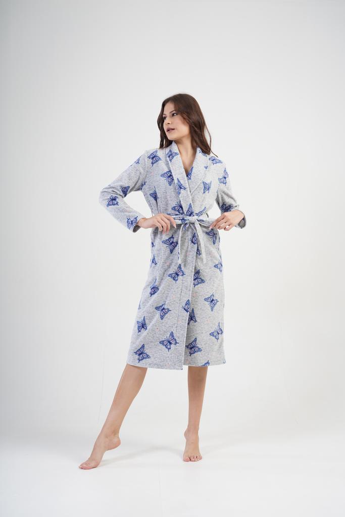 Women's Fleece Robe Tied L Vienetta Warm Comfortable With Butterflies