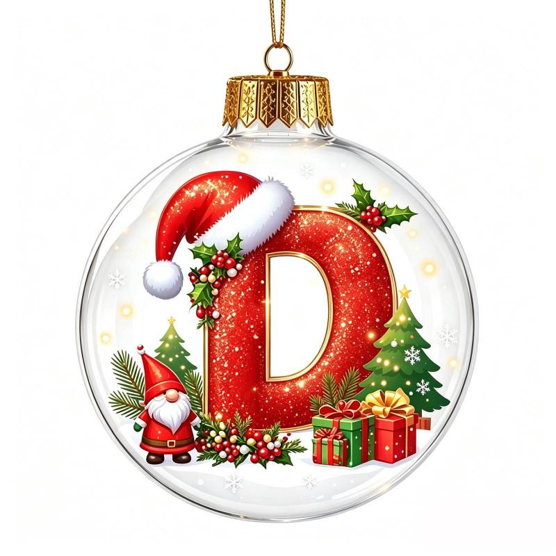 Acrylic 3D Letter Ornament Ball Christmas Tree Decoration Hanging Decor Home Holiday Festive Scene