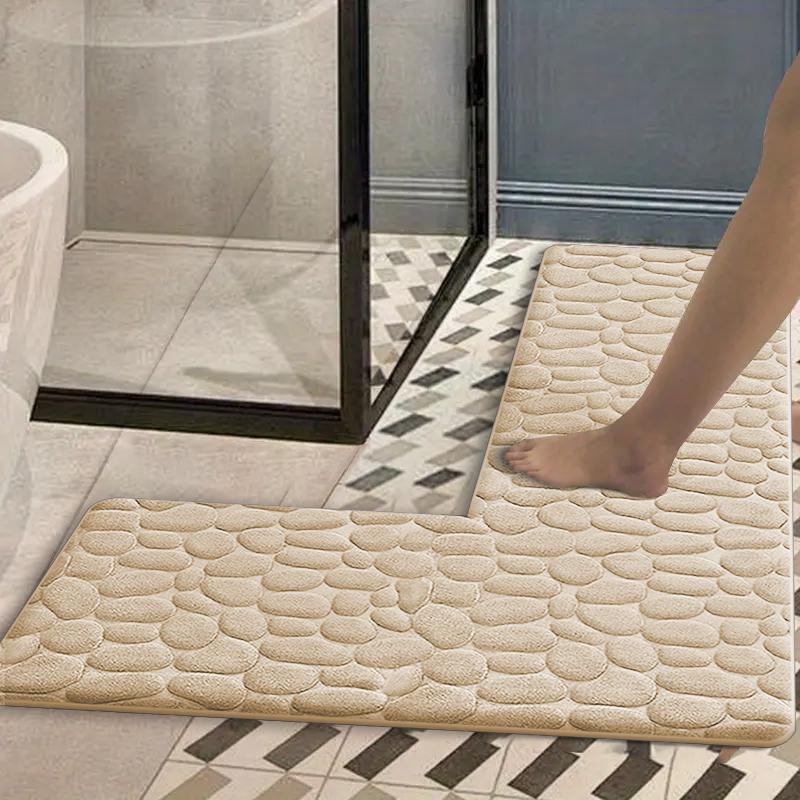 Bathroom absorbent foot mat shower room L-shaped furry flannel bathroom floor mat thick non-slip bathroom mat entrance mat